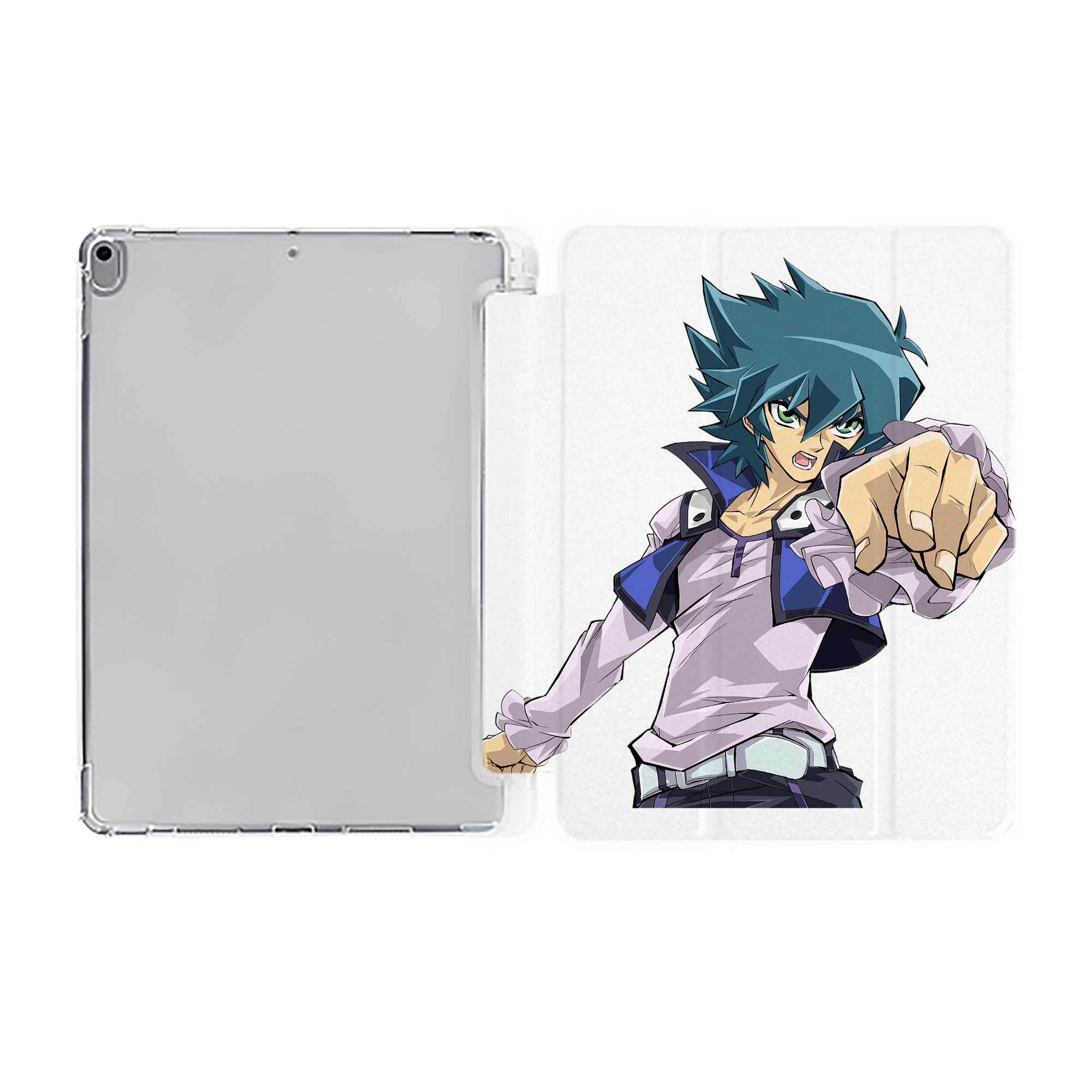 （画像用） 遊☆戯☆王 Yu-Gi-Oh! IPad ケース ペン収納付き 三つ折りスタンド PUレザー×シリコン 対応機種9.5/10.5/10.9インチ